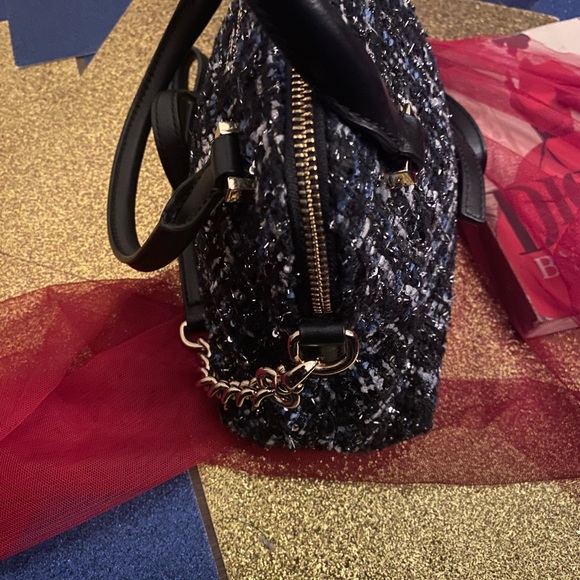 KATE SPADE BLUE GOLD WHITE TWEED LEATHER SHIMMERY Crossbody Bag GORG RARE LOVELY - Picture 5 of 8